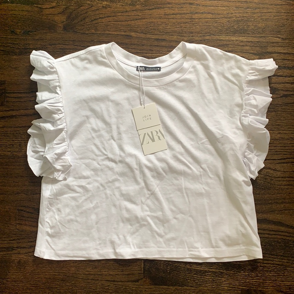 Zara ruffle sleeve tee